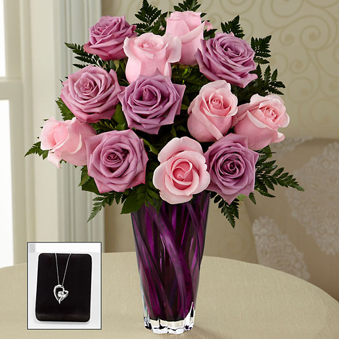 The Royal Treatment&trade; Rose Bouquet with Heart Pendant