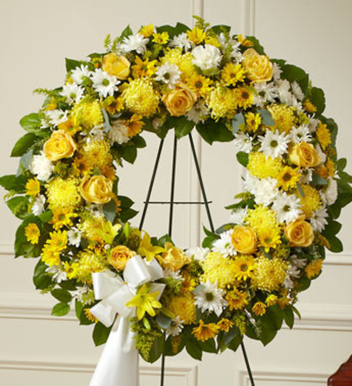 Serene Blessings Yellow Standing Wreath