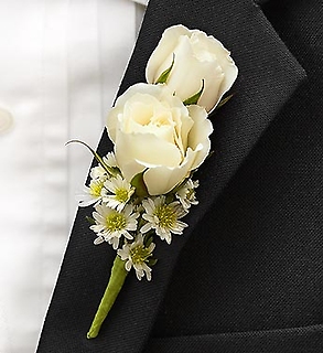 All White Ring Bearer Boutonni&egrave;re