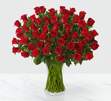 50 Long Stem Red Roses of Romance
