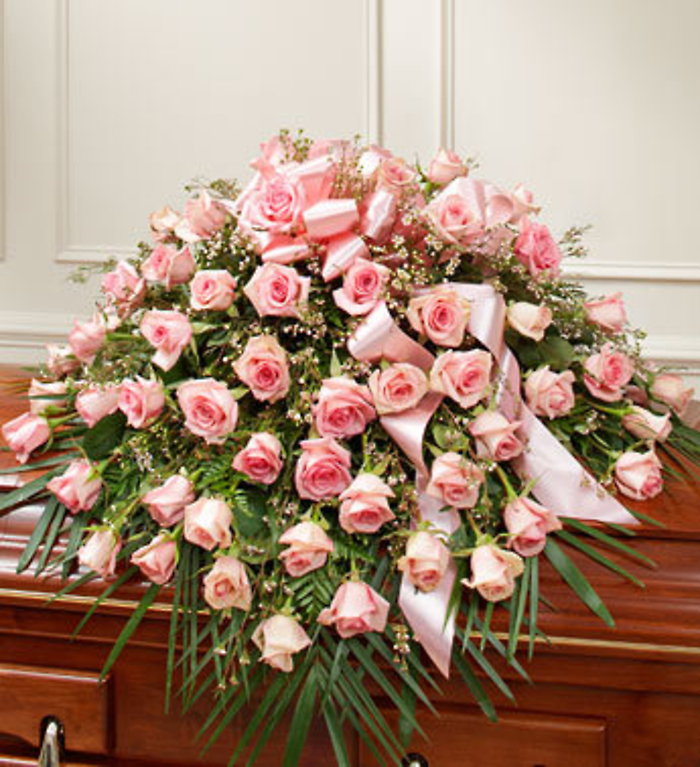 Cherished Memories Rose Casket Cover - Pink