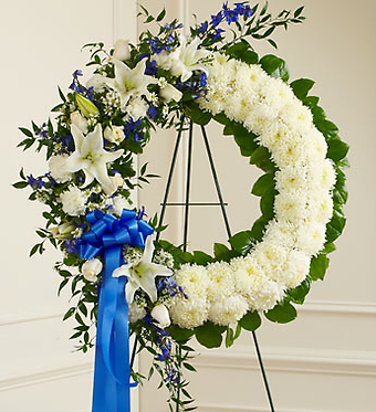 Serene Blessings Blue &amp; White Standing Wreath