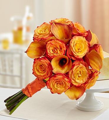 Golden Sunset Rose and Mini Calla Lily Bouquet