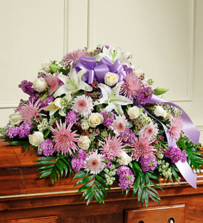 Cherished Memories Lavender Casket Cover